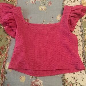 SHEIN Fuchsia Ruffle Sleeve Blouse